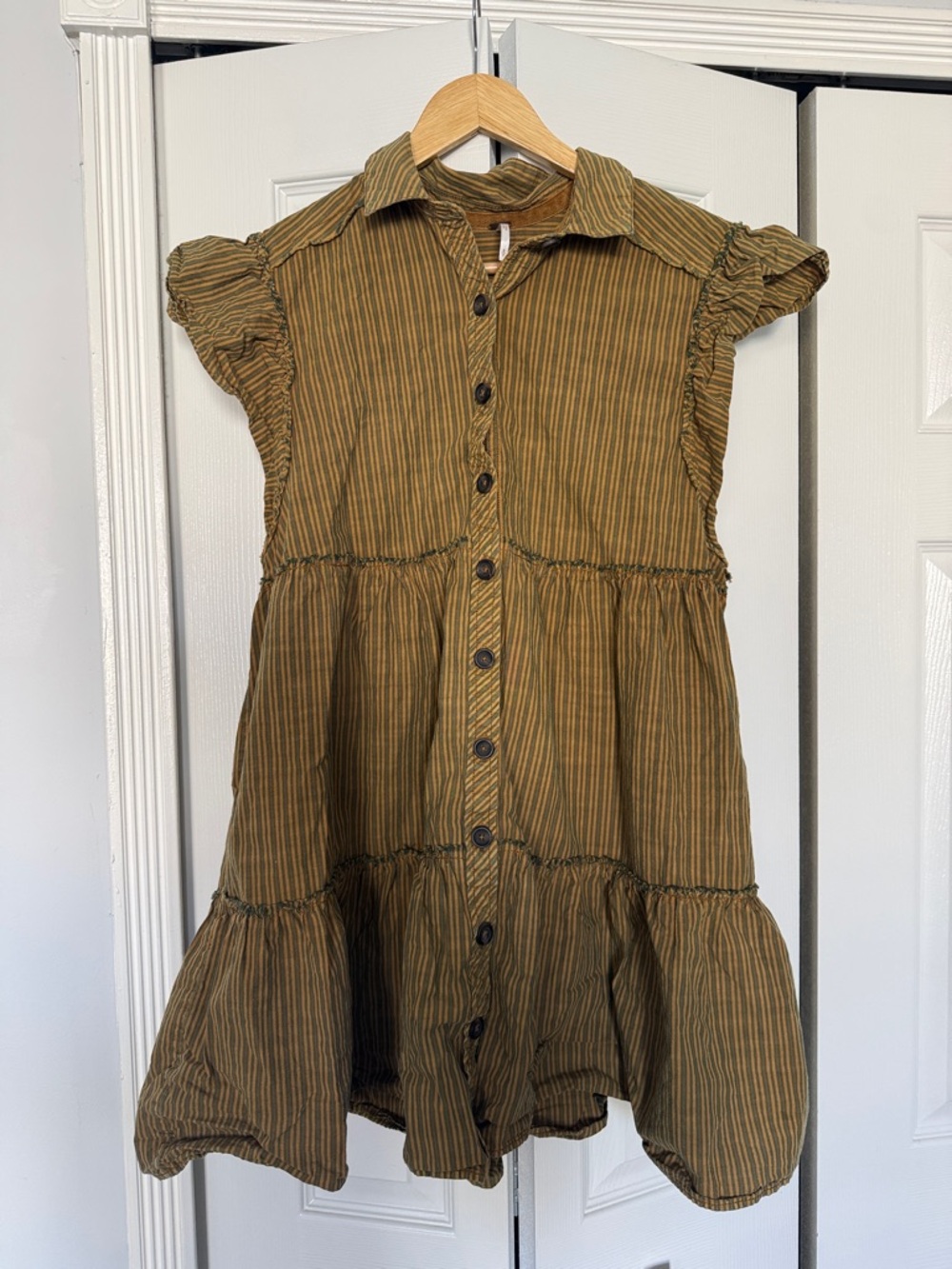 Free People Striped Tiered Button Dress